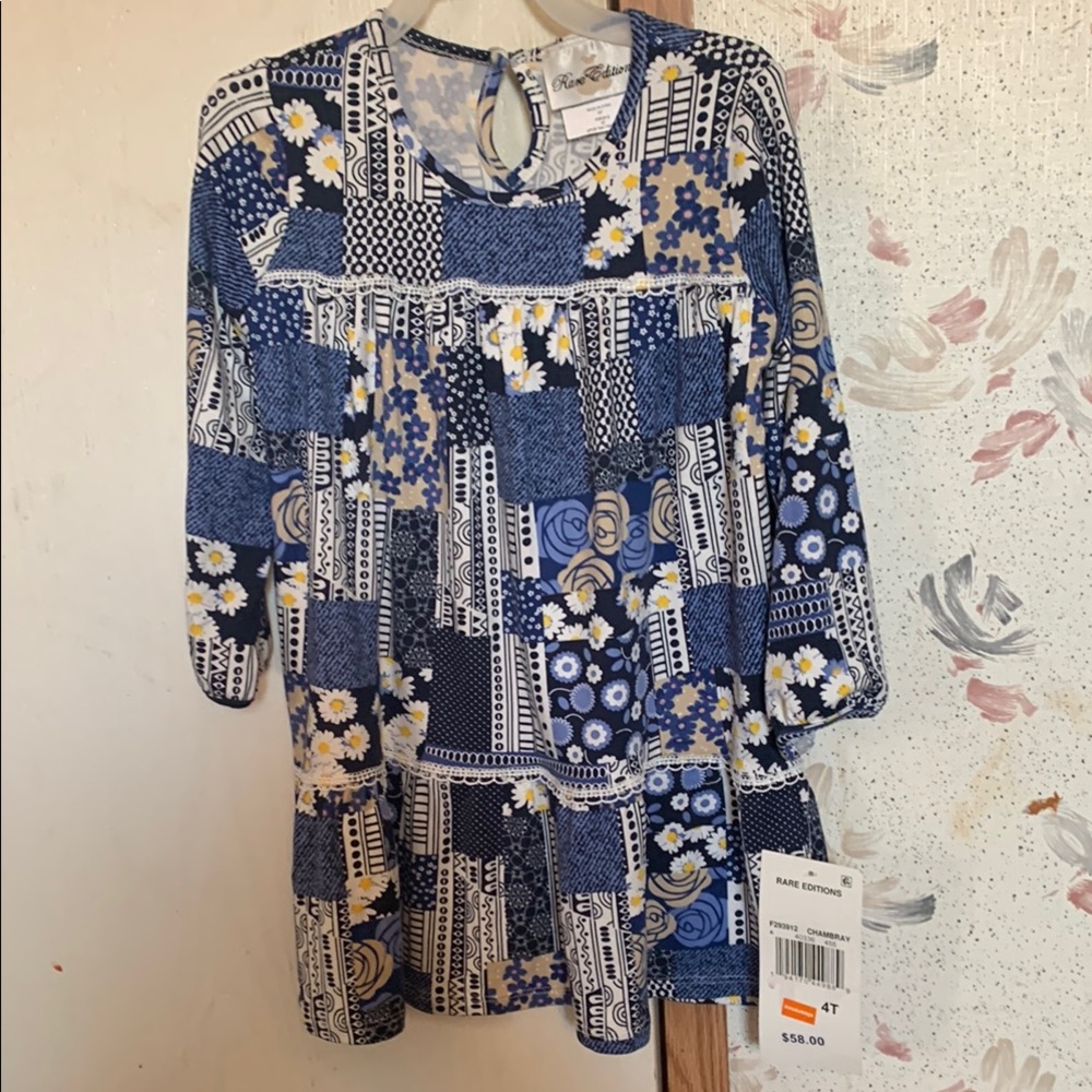 Blue Floral Patchwork Dress